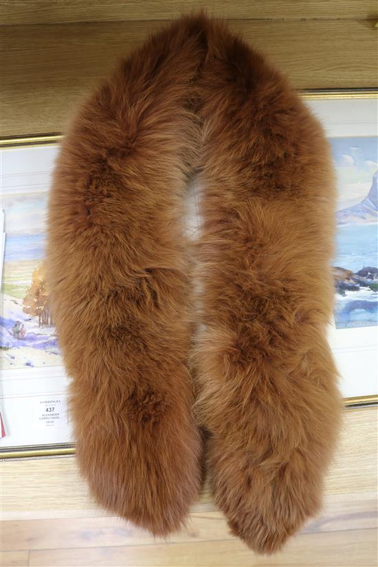 A fox fur cape and red fox collar